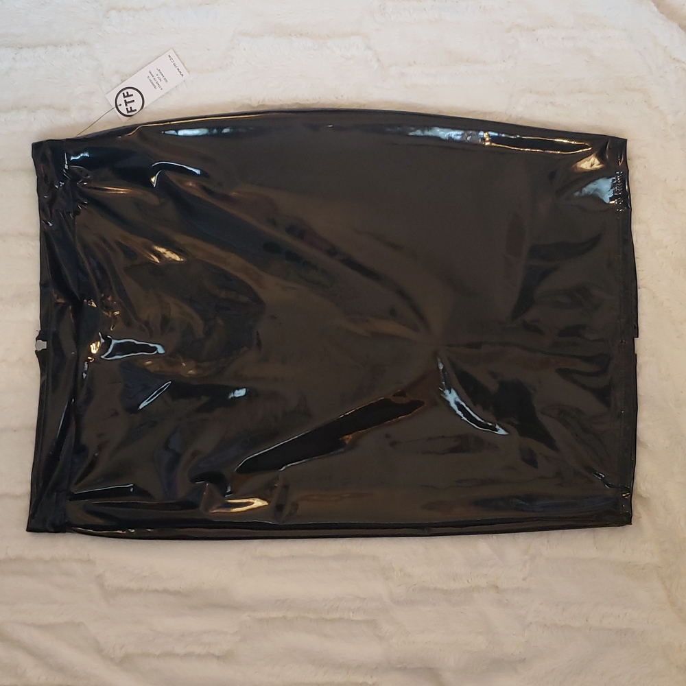 FTF Black vinyl pencil skirt